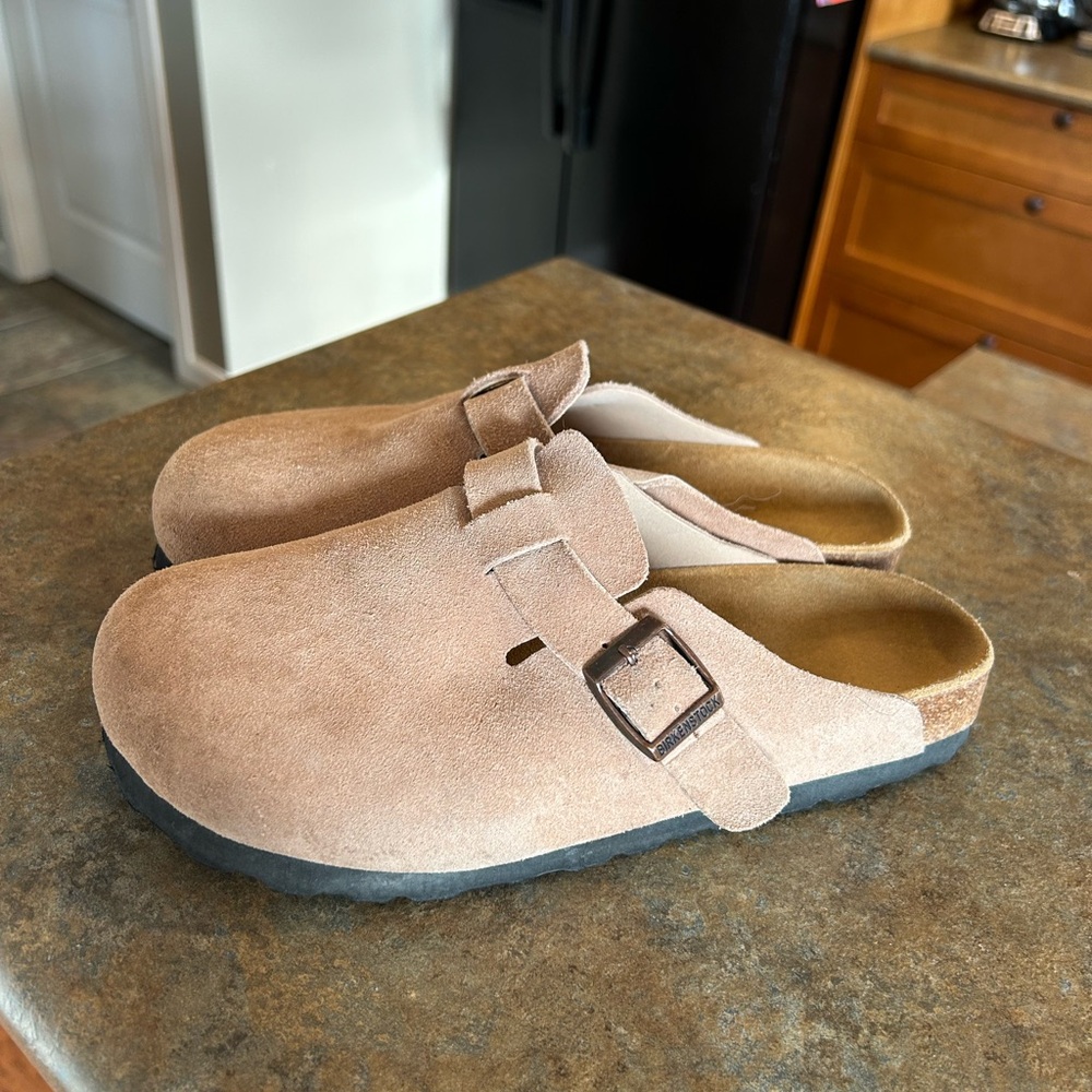 Birkenstock Taupe Suede Clogs (read description!)